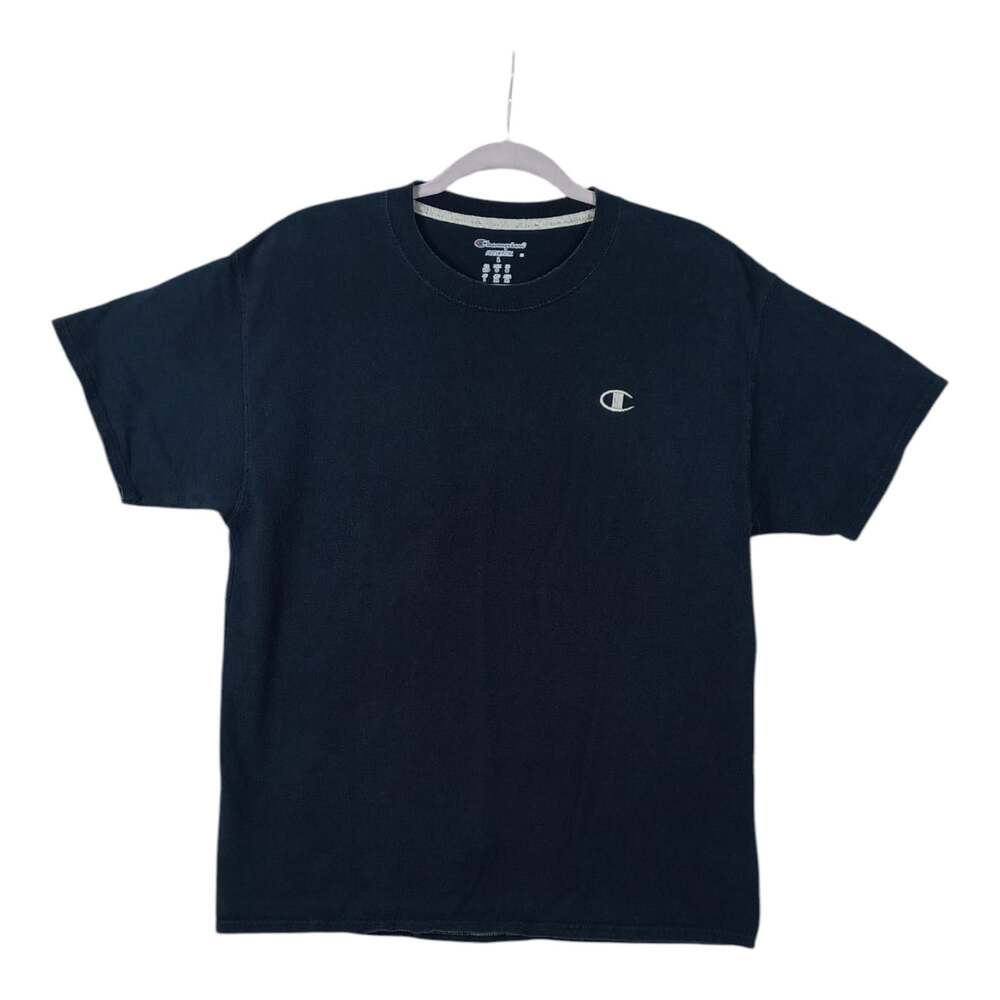 Champion Navy Blue T Shirt Mens Size L Embroidered Logo Authentic Tee Y2K - Picture 1 of 8